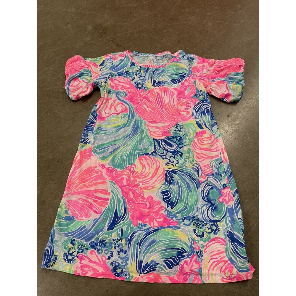 Lilly Pulitzer Girls Dress XL 13-14 Pink Print Knee Stretch H08
